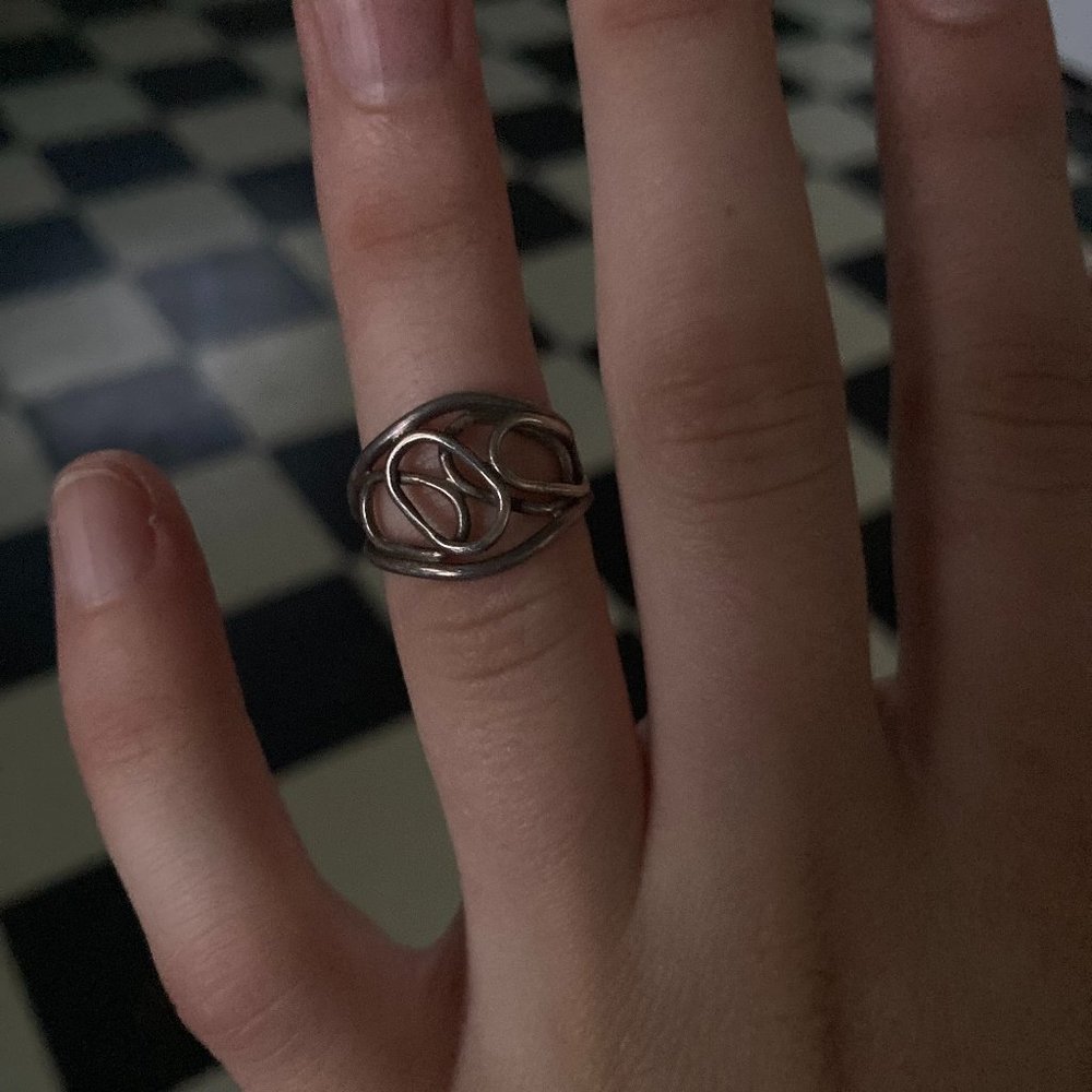 Vintage Abstract Brutalist Loops Ring